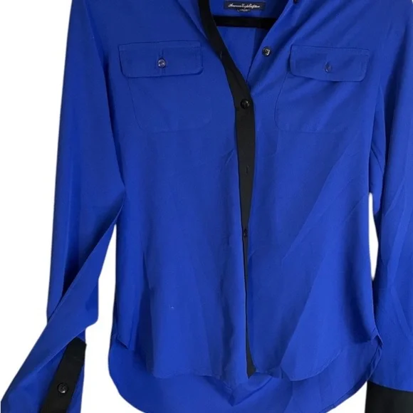 American Eagle Outfitters Blue and Black Women's Top - Picture 5 of 6